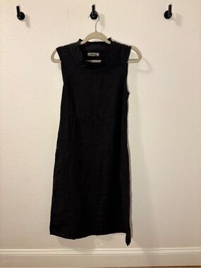 Flax Black Sleeveless Linen Midi Dress
